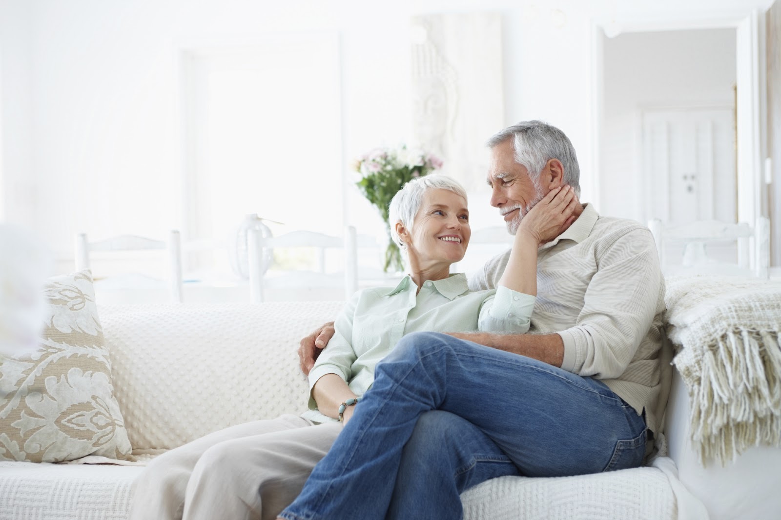 An old elderly retired couple sitting peacefully
